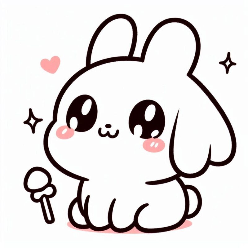 simple drawing of a cute white bunny in manga style simple drawing of a cute white bunny in manga style